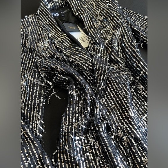 Zara Women's Black and Silver Blazer - Picture 6 of 12